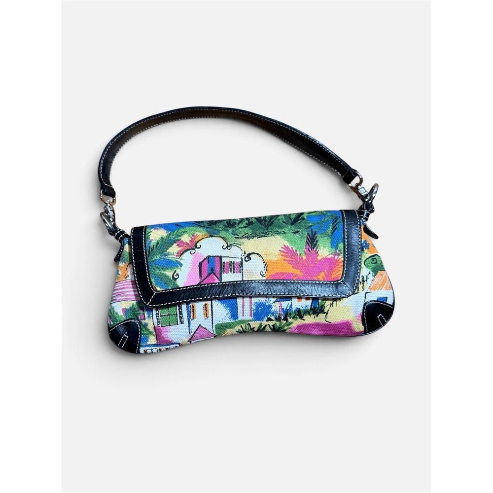 Y2K The Sak Pink Label Coastal Village Canvas Mini Shoulder Baguette Bag